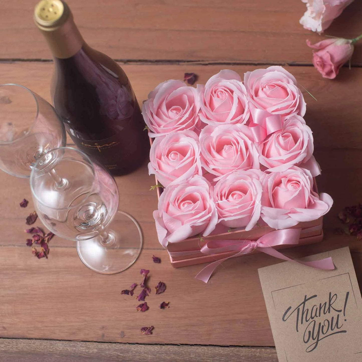 Soap Flower Gift Bouquet - 13 Pink Roses - Heart by AW Dropship UK