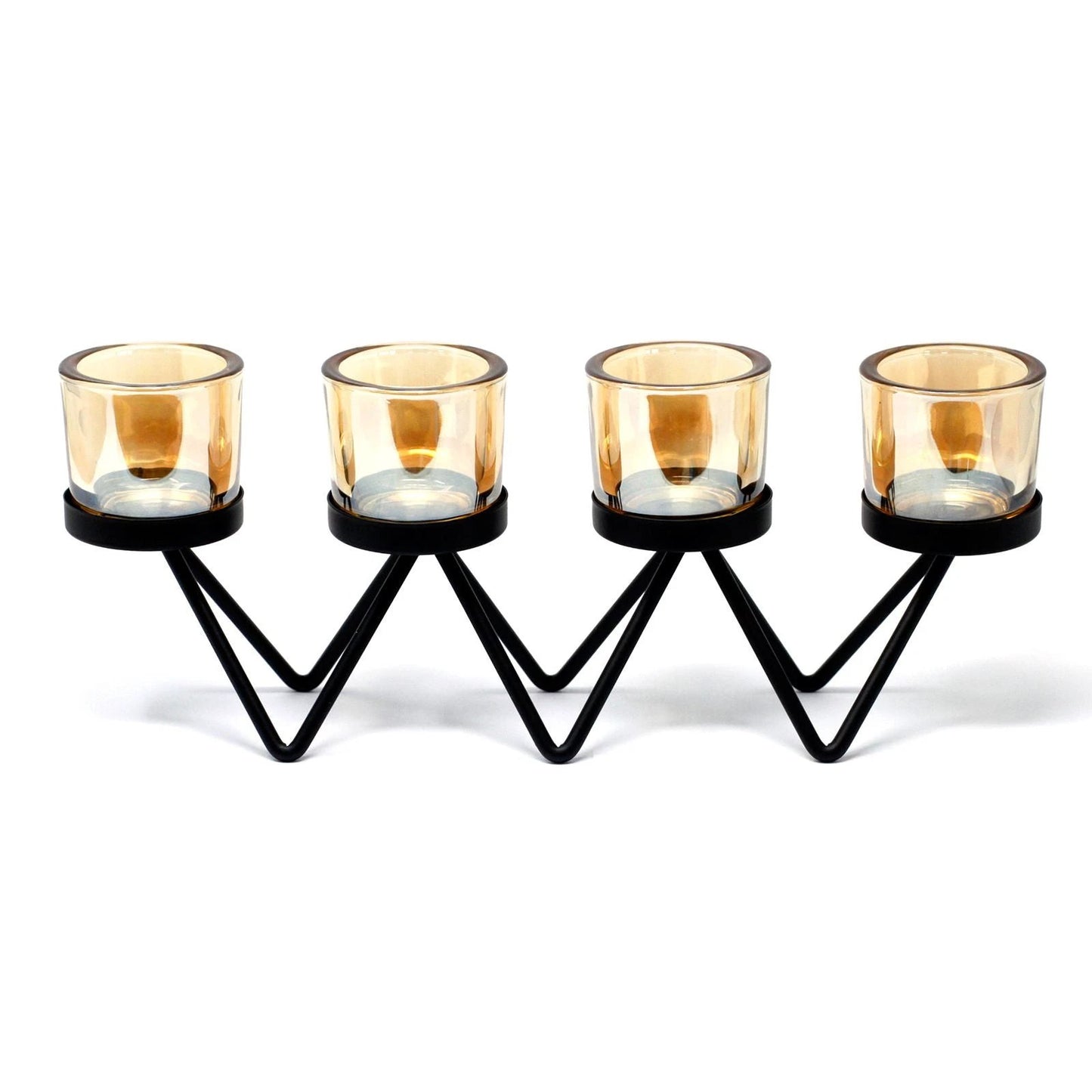 Centrepiece Iron Votive Candle Holder - 4 Cup Zig Zag by AW Dropship UK