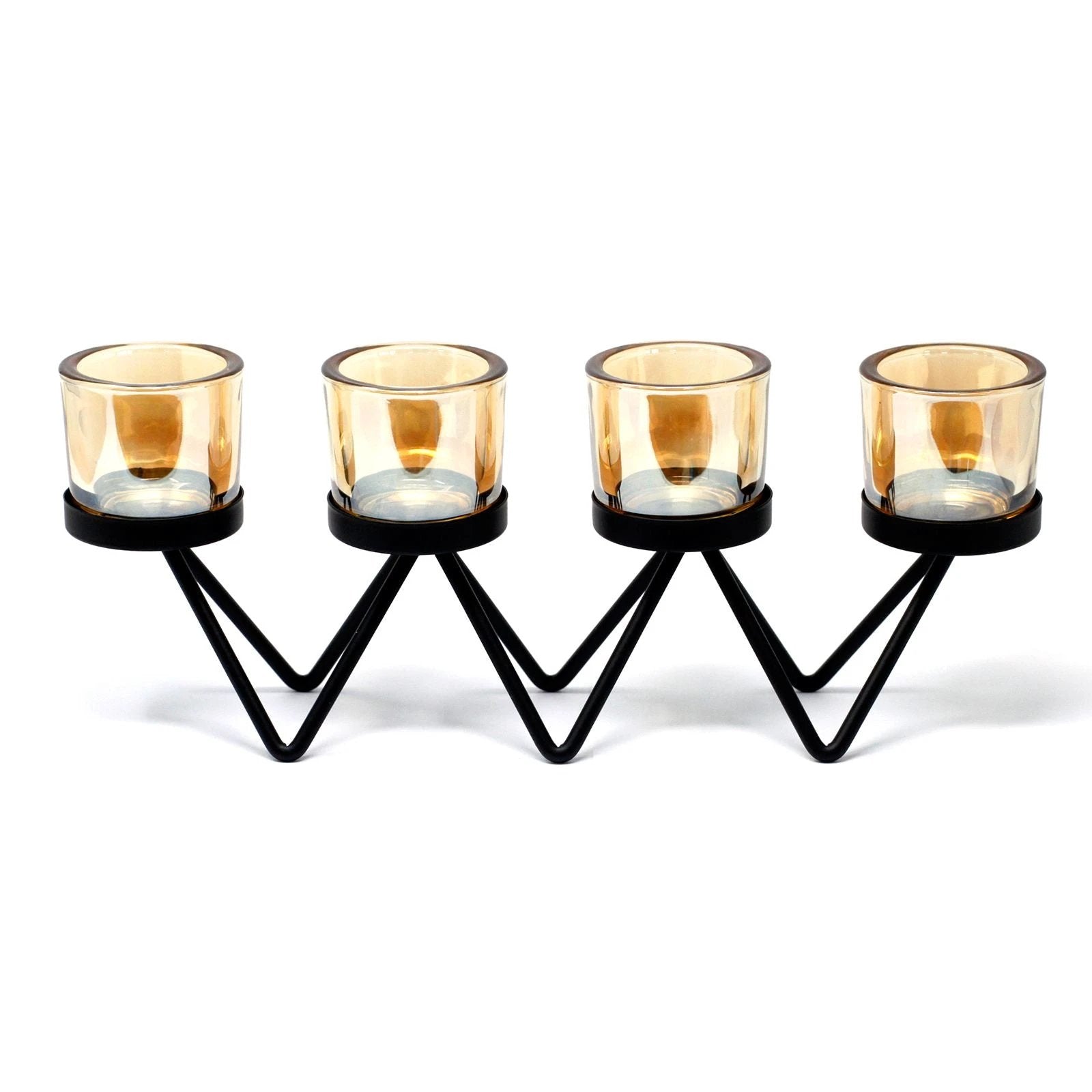 Centrepiece Iron Votive Candle Holder - 4 Cup Zig Zag by AW Dropship UK