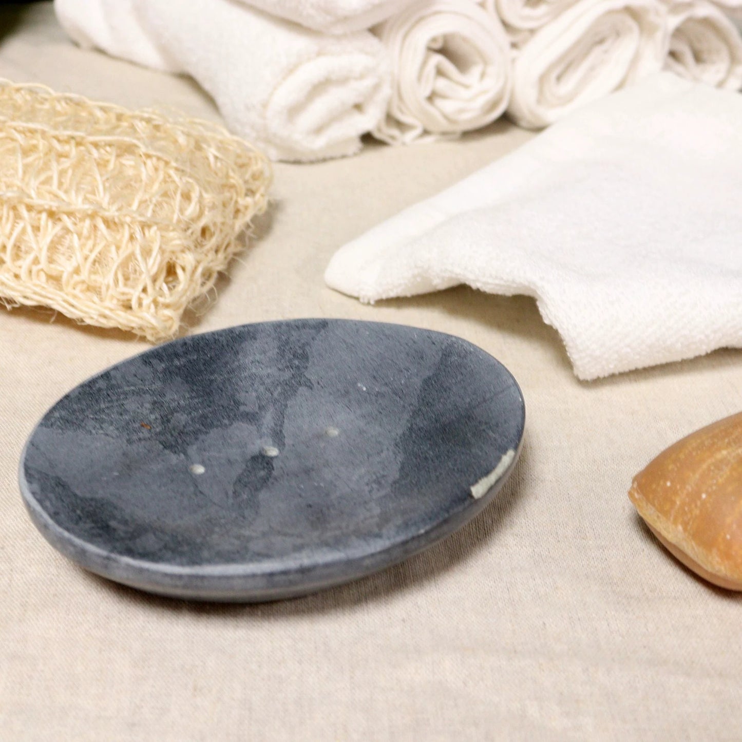 Grey Soapstone Soap Dish 10x12cm- Classic Oval by AW Dropship UK