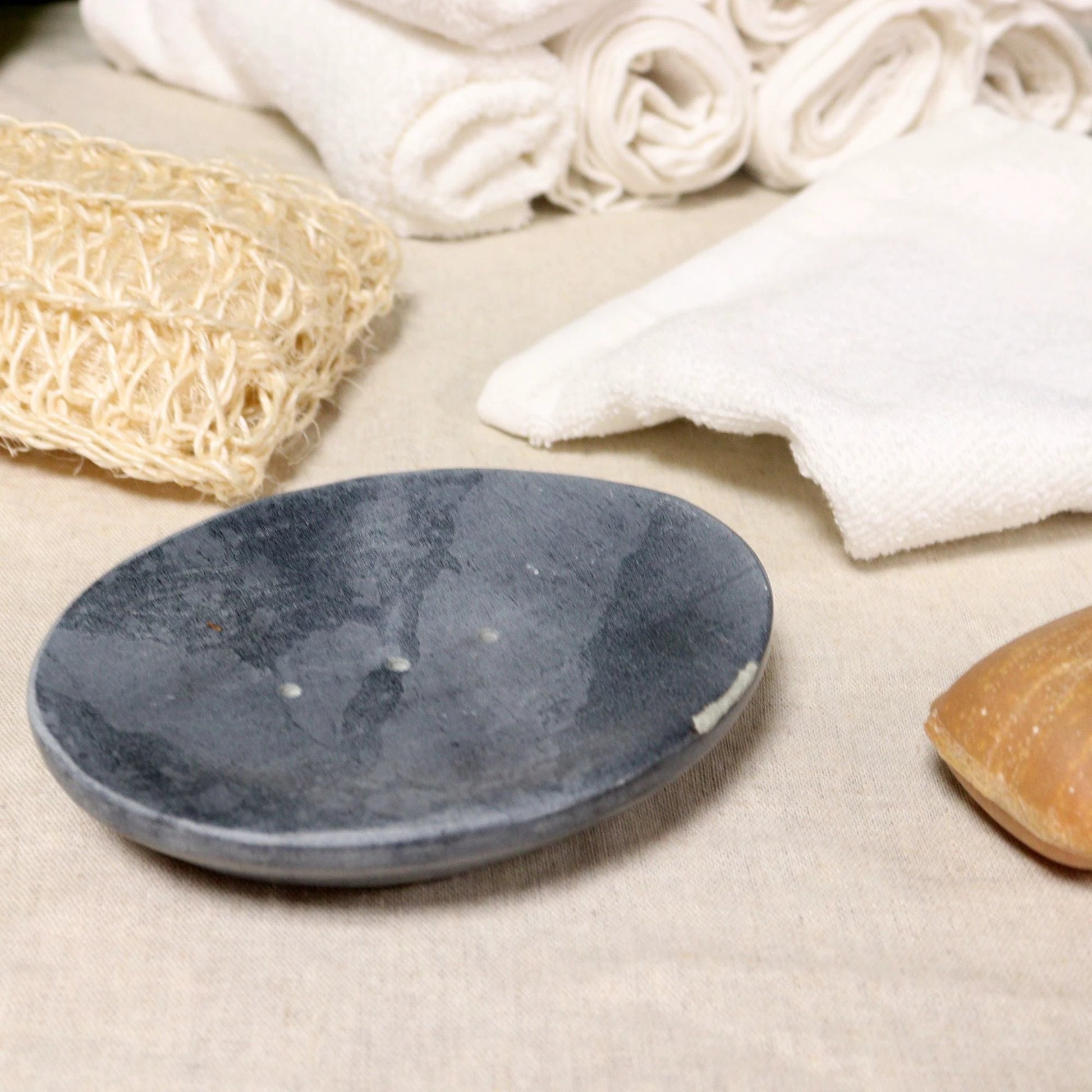 Grey Soapstone Soap Dish 10x12cm- Classic Oval by AW Dropship UK