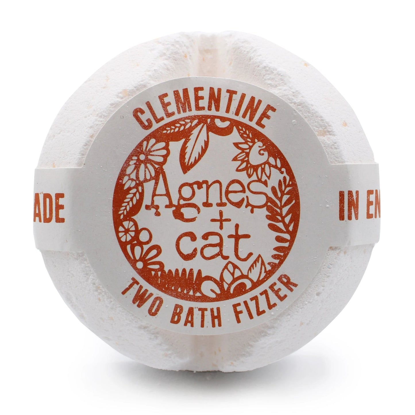 Agnes and Cat Bath Fizzer Clementine Handcrafted in Sheffield with Cocoa Butter and Citrus Oils by AW Dropship UK
