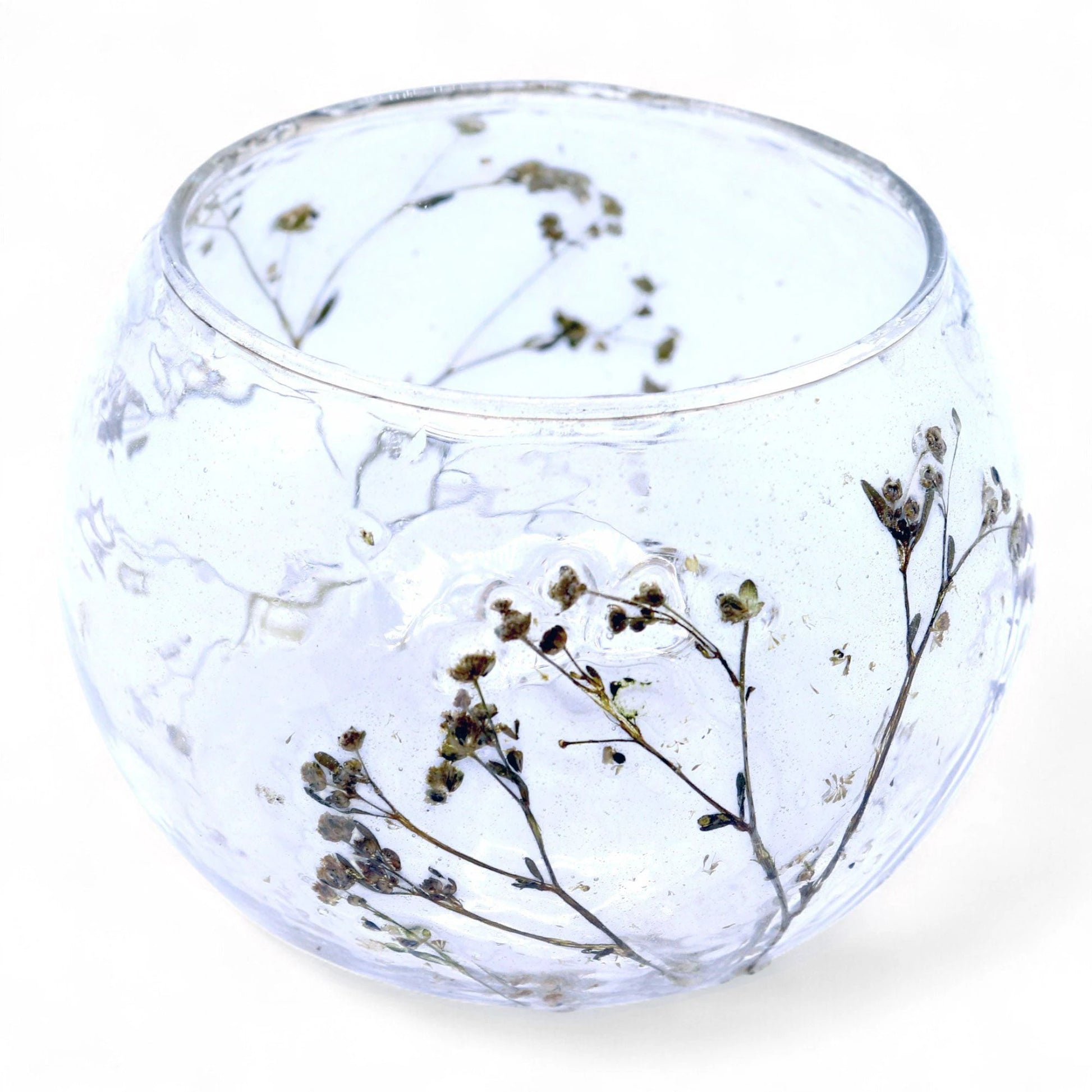 Natural Floral Glass - Bowl Candle Holder - Margarita - (8x10cm) by AW Dropship UK