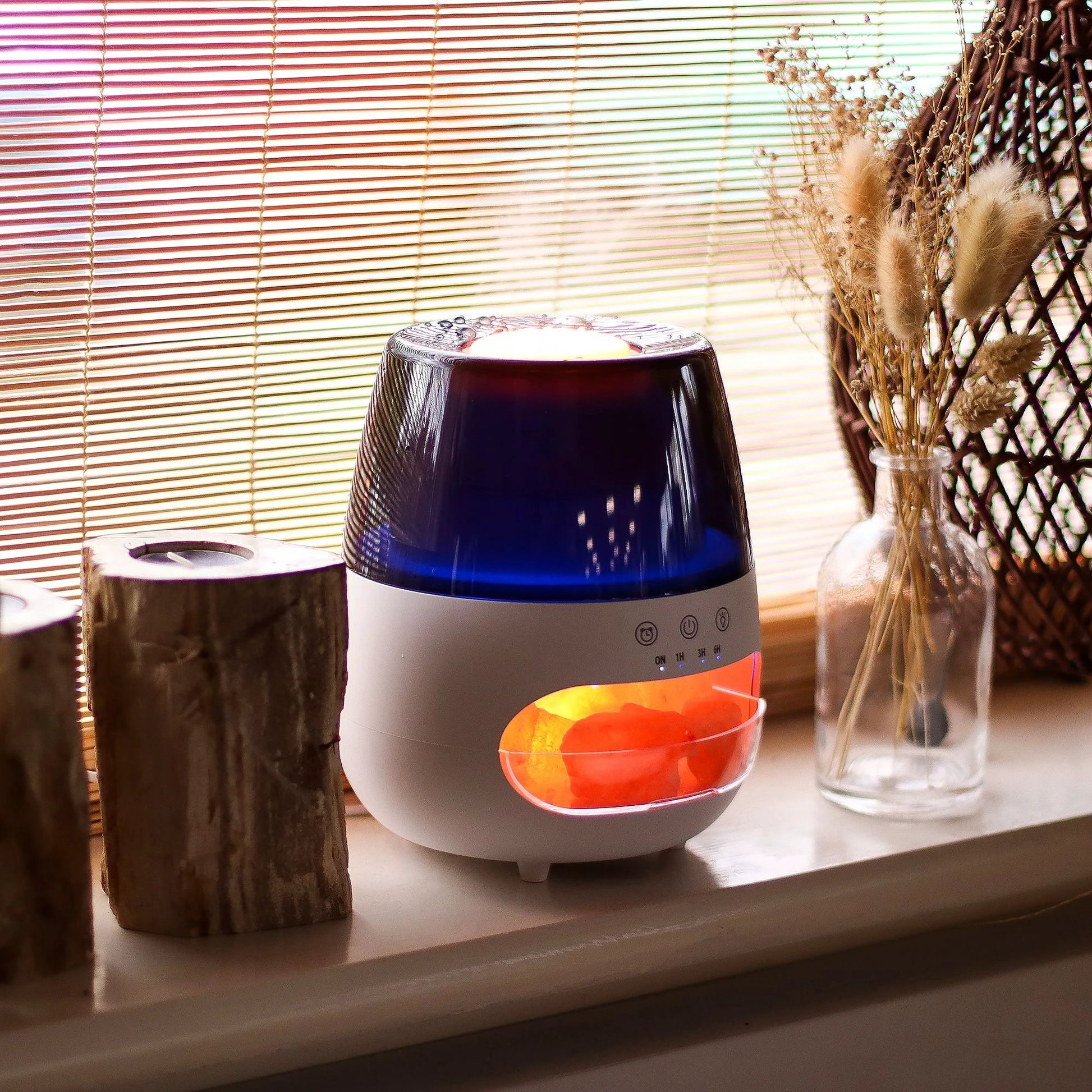 Salt Stone Flame Effect Aroma Diffuser - White USB - Colour Change and Timer by AW Dropship UK