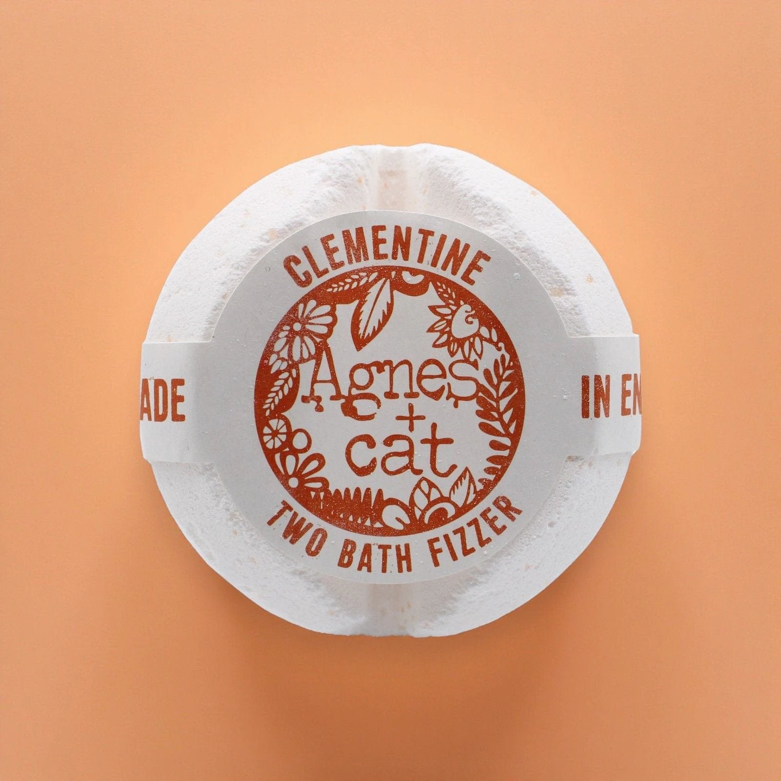 Agnes and Cat Bath Fizzer Clementine Handcrafted in Sheffield with Cocoa Butter and Citrus Oils by AW Dropship UK