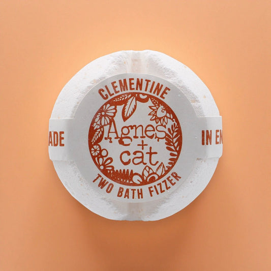 Agnes and Cat Bath Fizzer Clementine Handcrafted in Sheffield with Cocoa Butter and Citrus Oils by AW Dropship UK