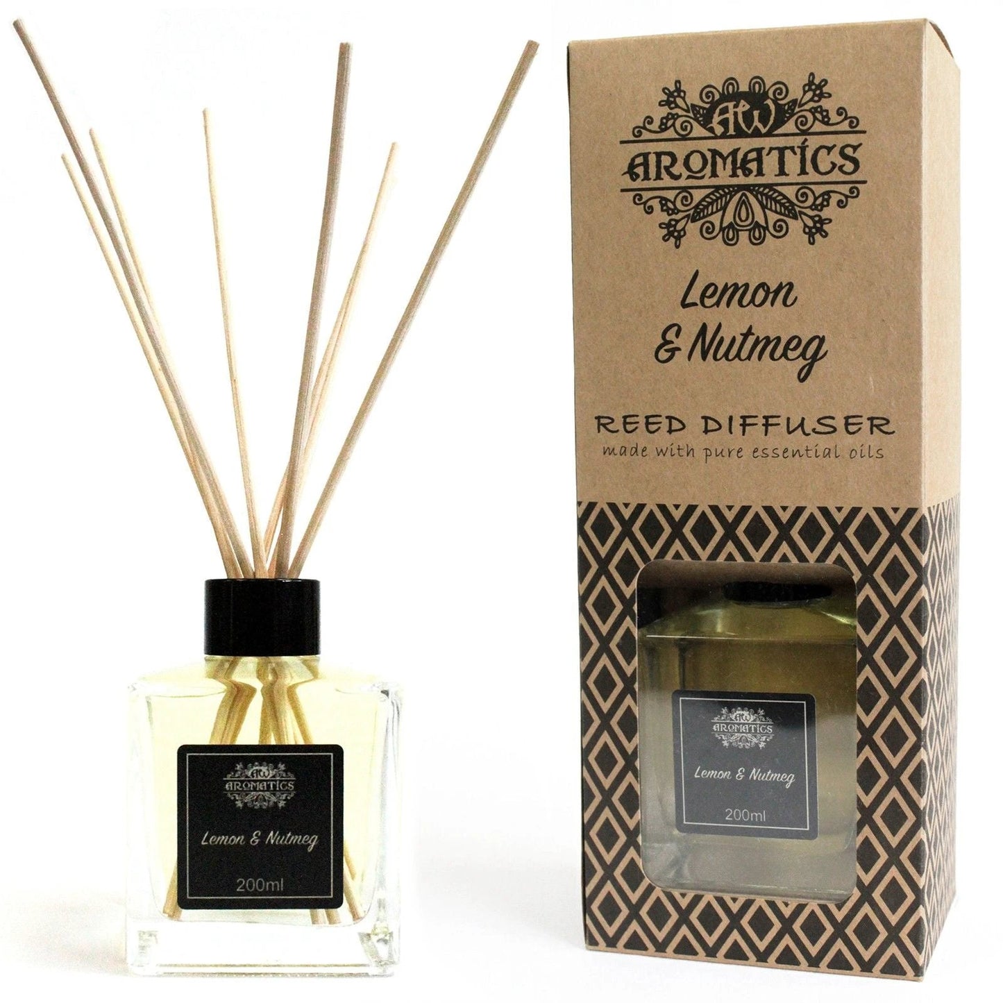 200ml Lemon & Nutmeg Essential Oil Reed Diffuser by AW Dropship UK