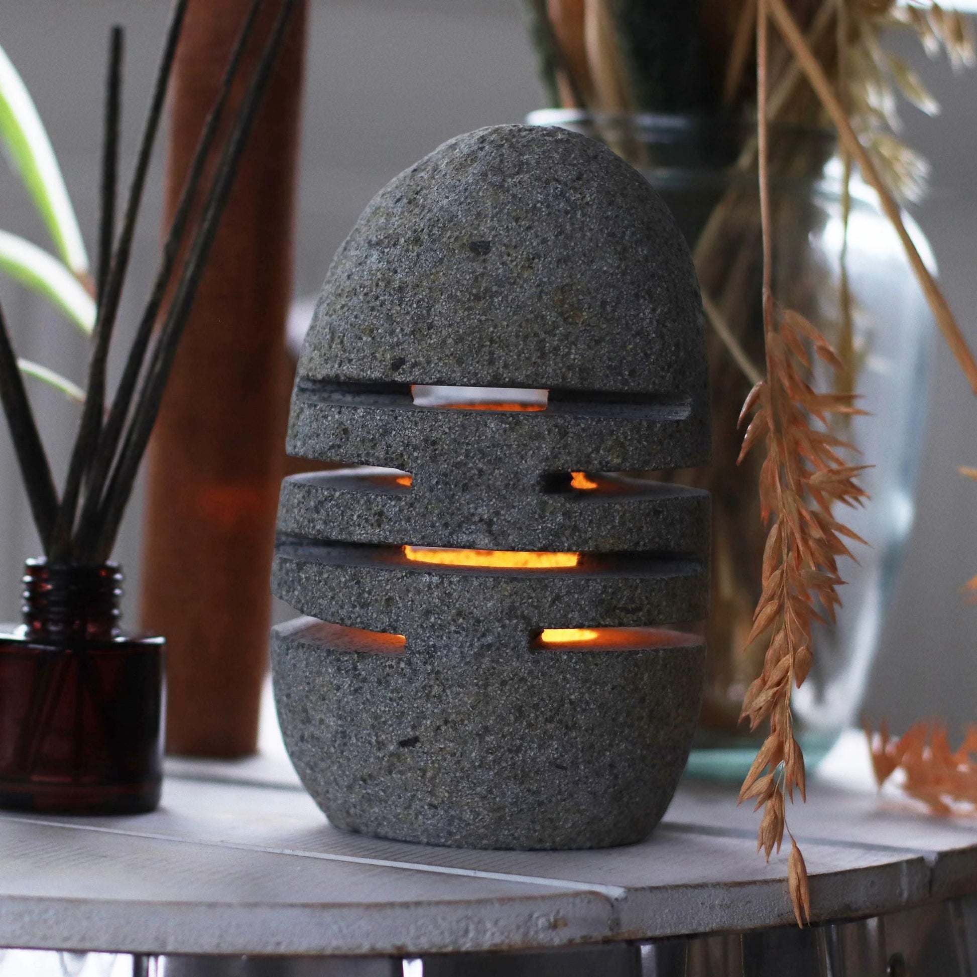 Natural Riverstone Candle Holder - Standing Stone Cut by AW Dropship UK