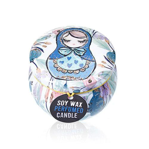 Art Tin Candle - Assorted Design - Russian Dolls - Dolly Blue by AW Dropship UK