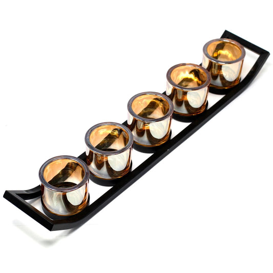 Centrepiece Iron Votive Candle Holder - 5 Cup Ledge by AW Dropship UK