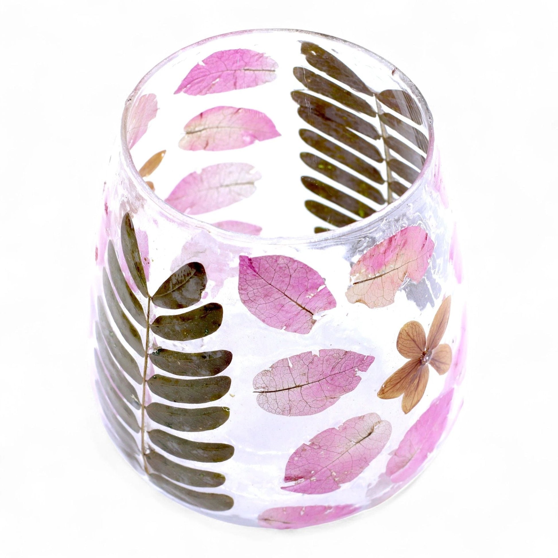 Natural Floral Glass - Vase Candle Holder - Primavera - (12x11cm) by AW Dropship UK