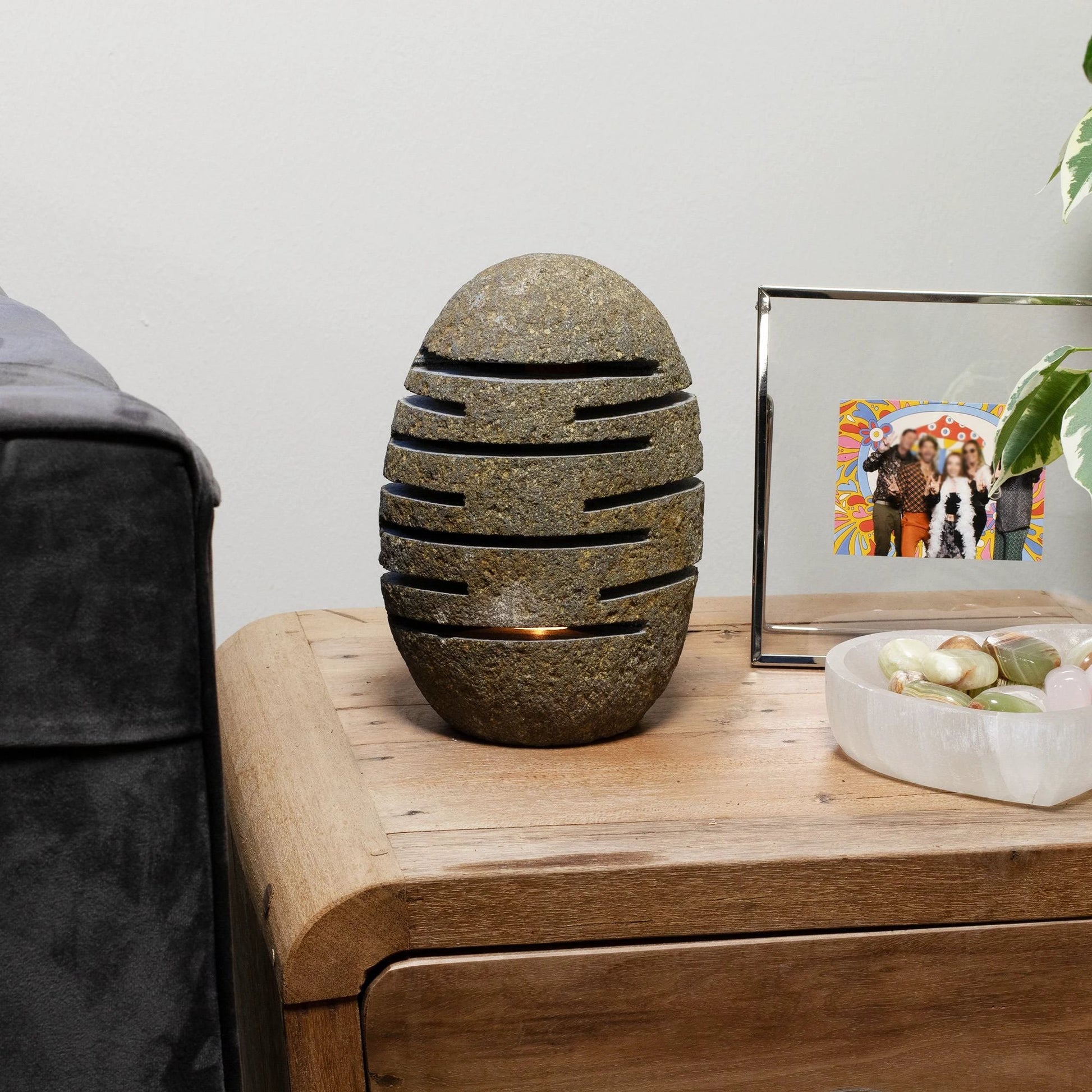 Natural Riverstone Candle Holder - Standing Stone Cut (10x13x22cm) by AW Dropship UK