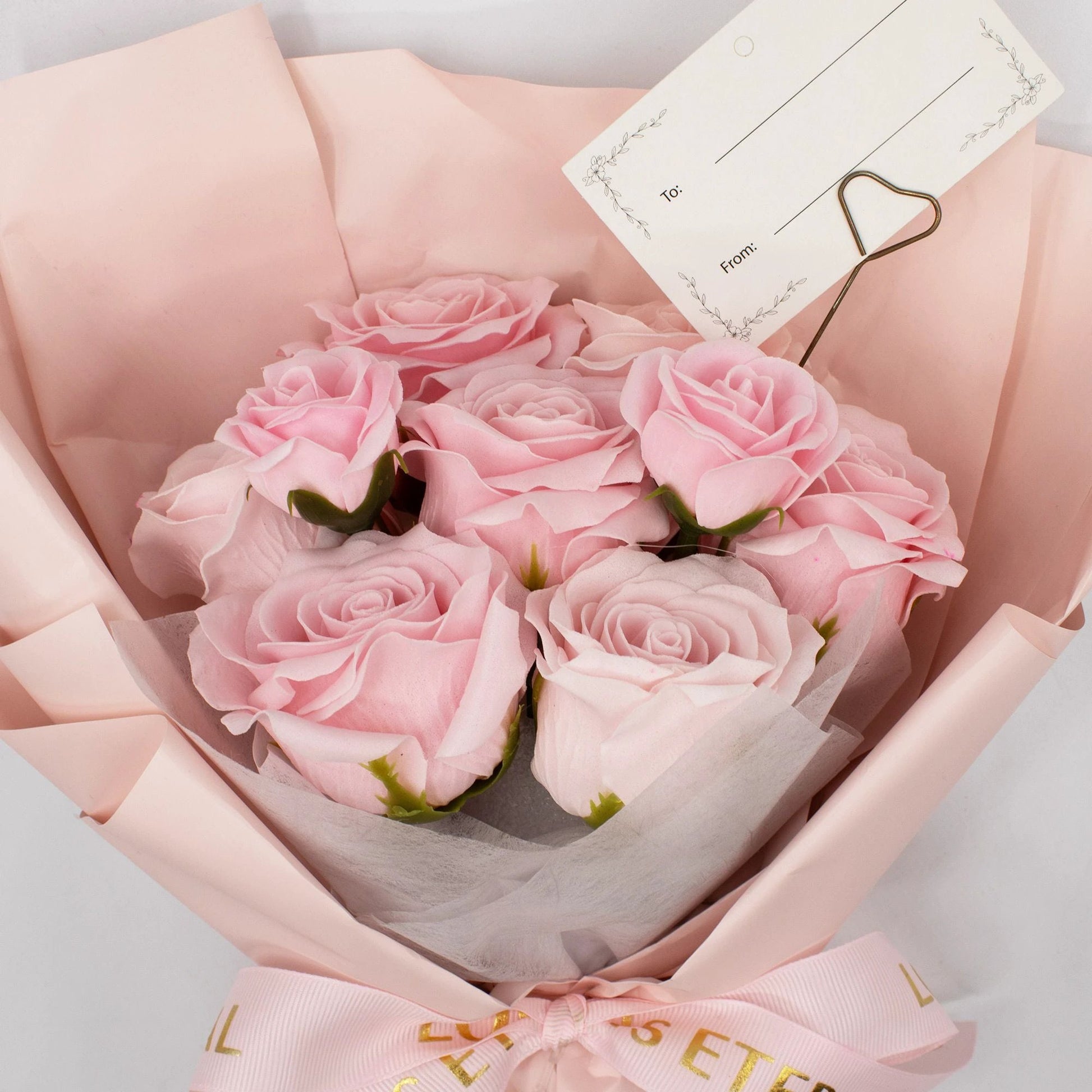 Large Pink Roses Bouquet - Love is Eternal - Gift Card by AW Dropship UK