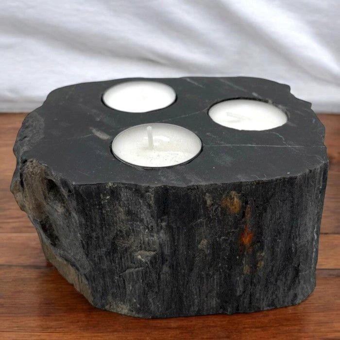 Petrified Wood Candle Holder - Triple by AW Dropship UK