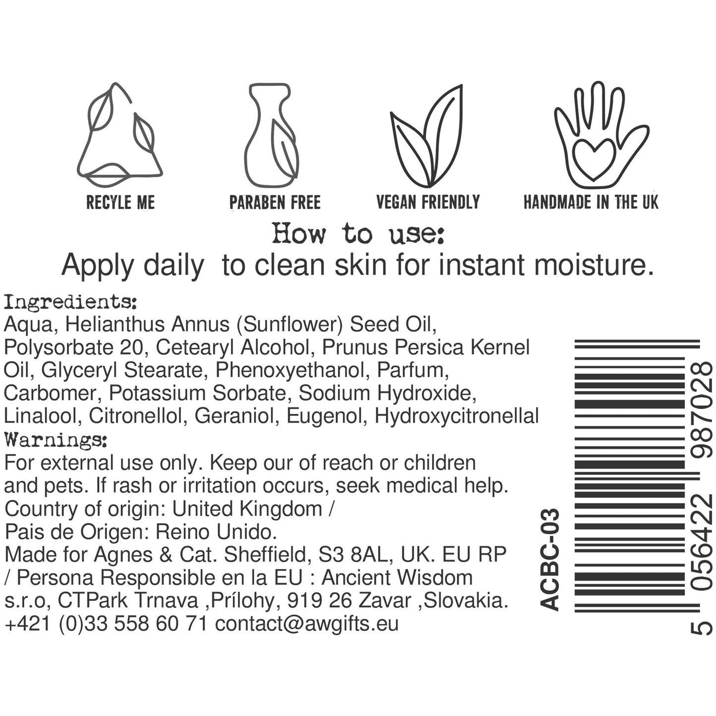 Agnes + Cat Hand & Body Cream - Japanese Bloom by AW Dropship UK
