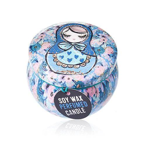 Art Tin Candle - Assorted Design - Russian Dolls - Dolly Blue by AW Dropship UK