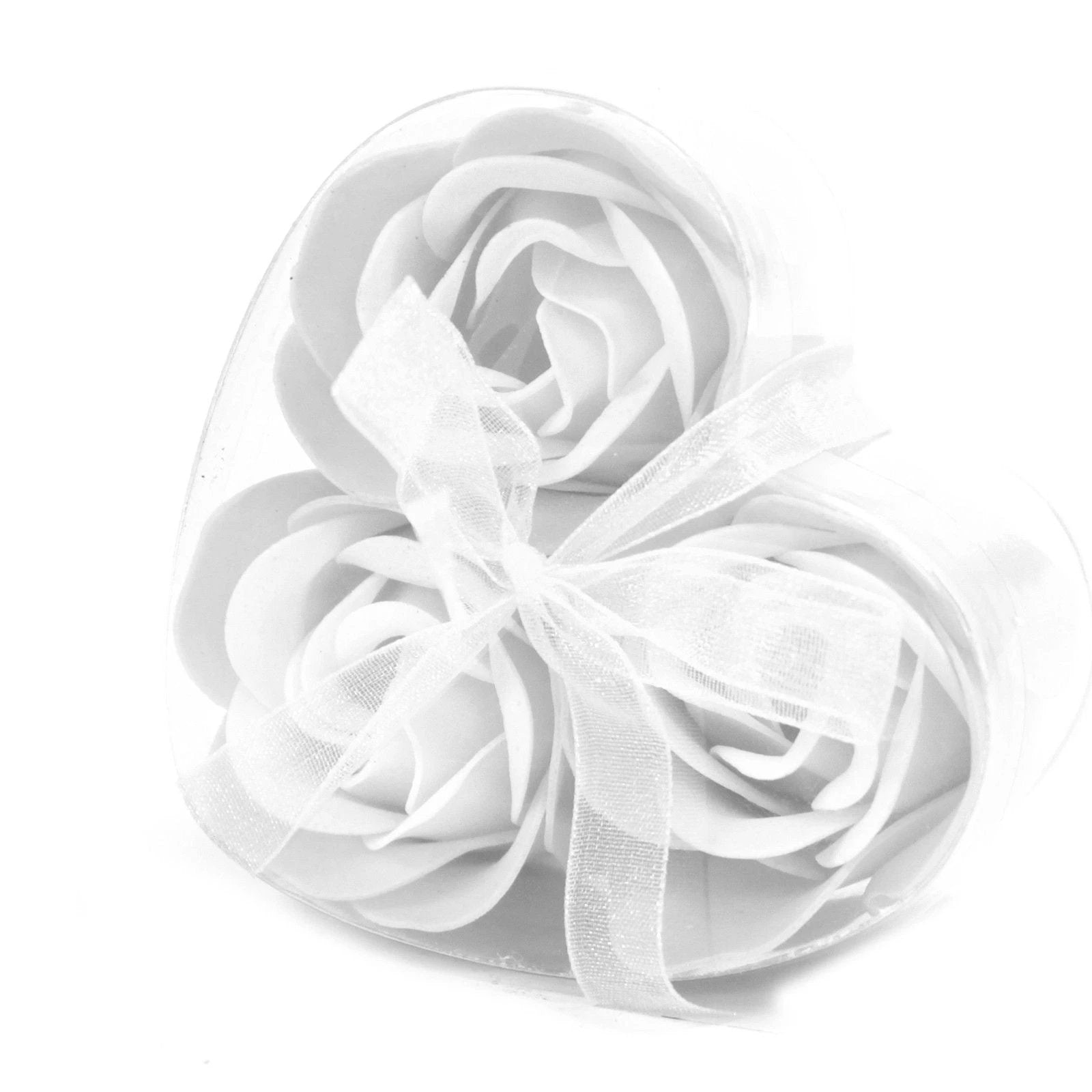 Set of 3 Soap Flower Heart Box - White by AW Dropship UK