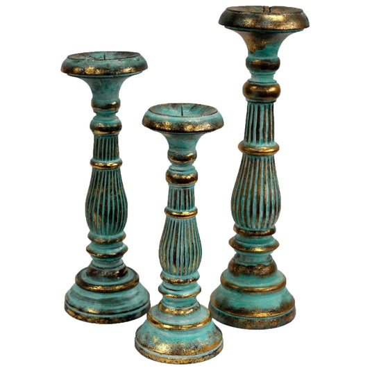 Large Candle Stand - Turquois Gold by AW Dropship UK