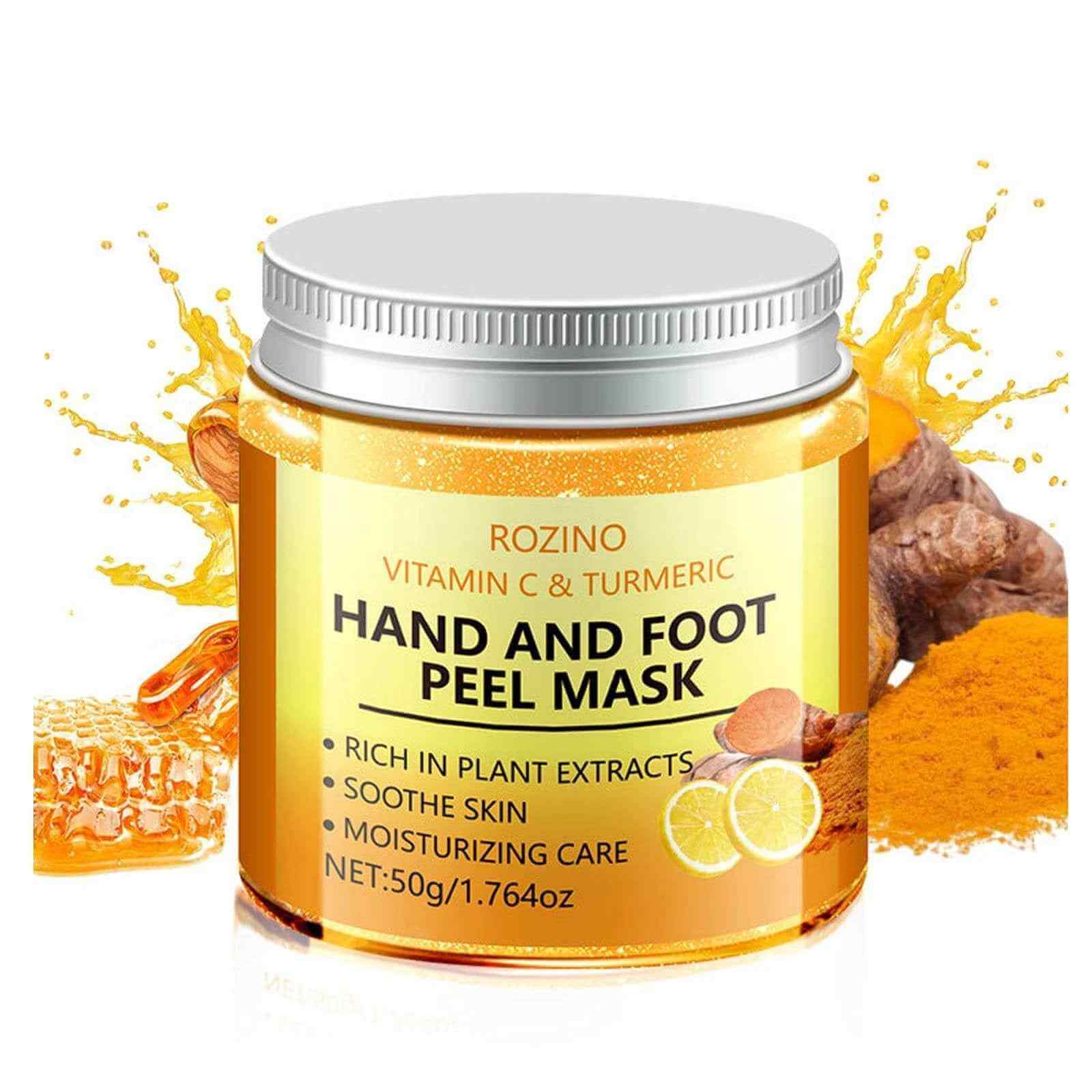 Vitamin C & Turmeric Hand and Foot Peel Mask Hydrating Peel Off Hand Wax Mask Nourishing Exfoliating Repair Dry Rough Cracked Skin Hands Care Exfoliating Hand Peeling Mask for Men & Women