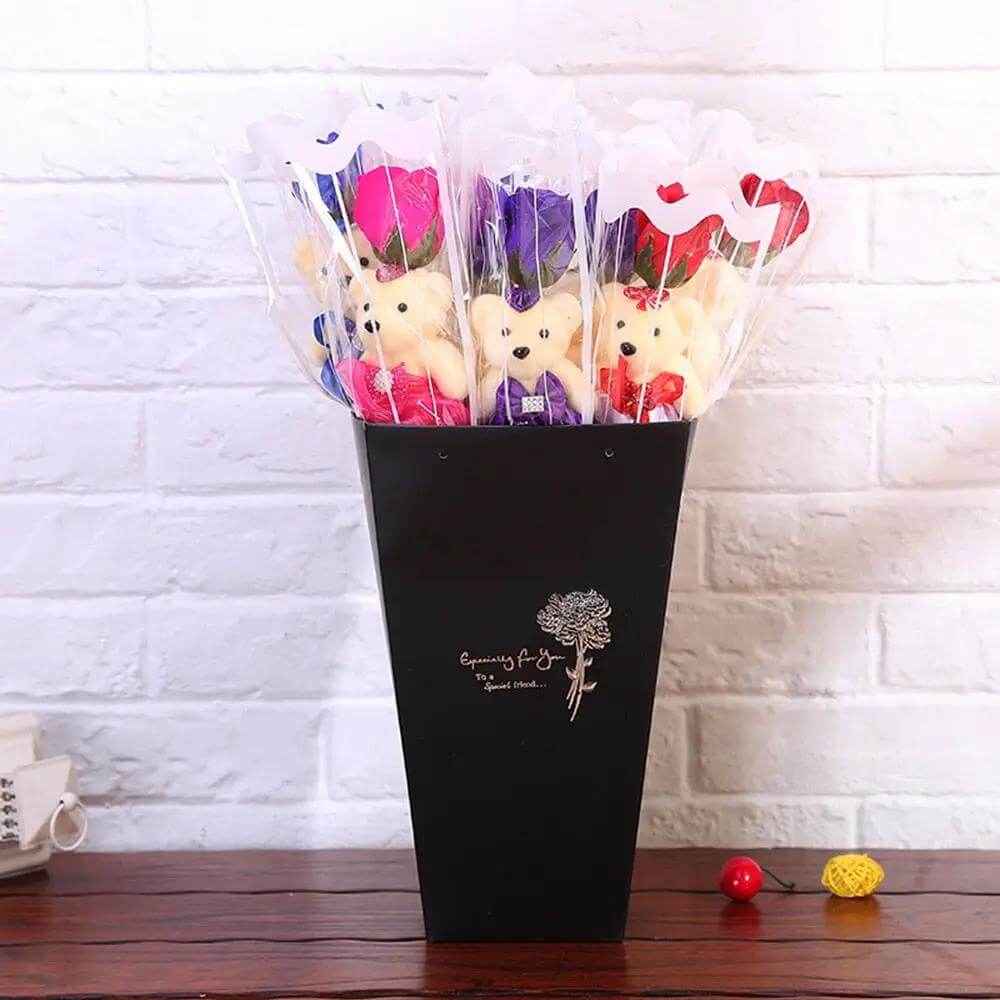 Scented Soap Flowers - Handmade Soap Rose Bear