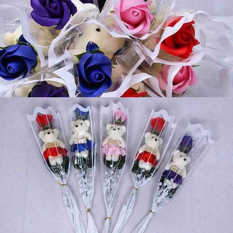 Scented Soap Flowers - Handmade Soap Rose Bear