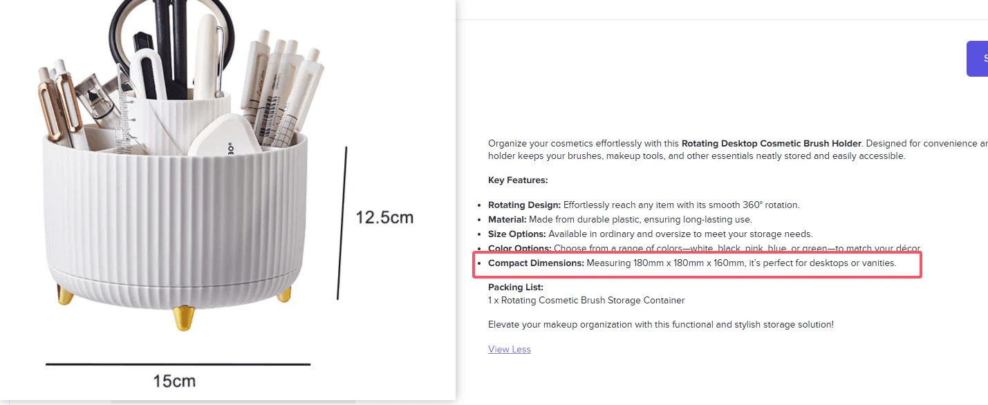 Rotating Desktop Cosmetic Brush Holder by Pampering Heaven