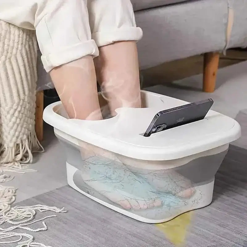 Folding Bubble Foot Bath Bucket with Lid for Travel
