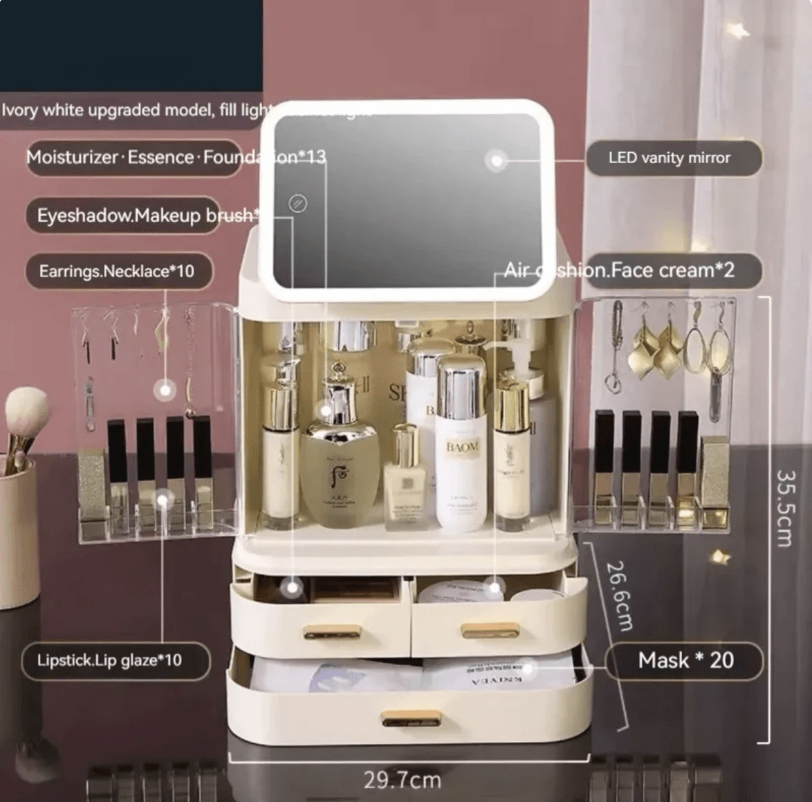 Mirror Light Cosmetic Storage Box by Pampering Heaven