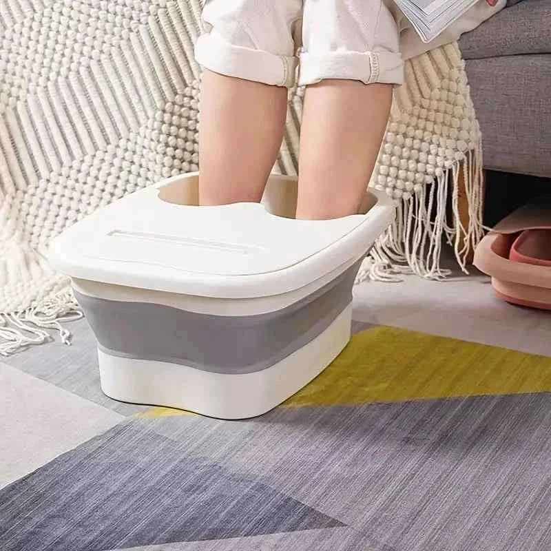 Folding Bubble Foot Bath Bucket with Lid for Travel