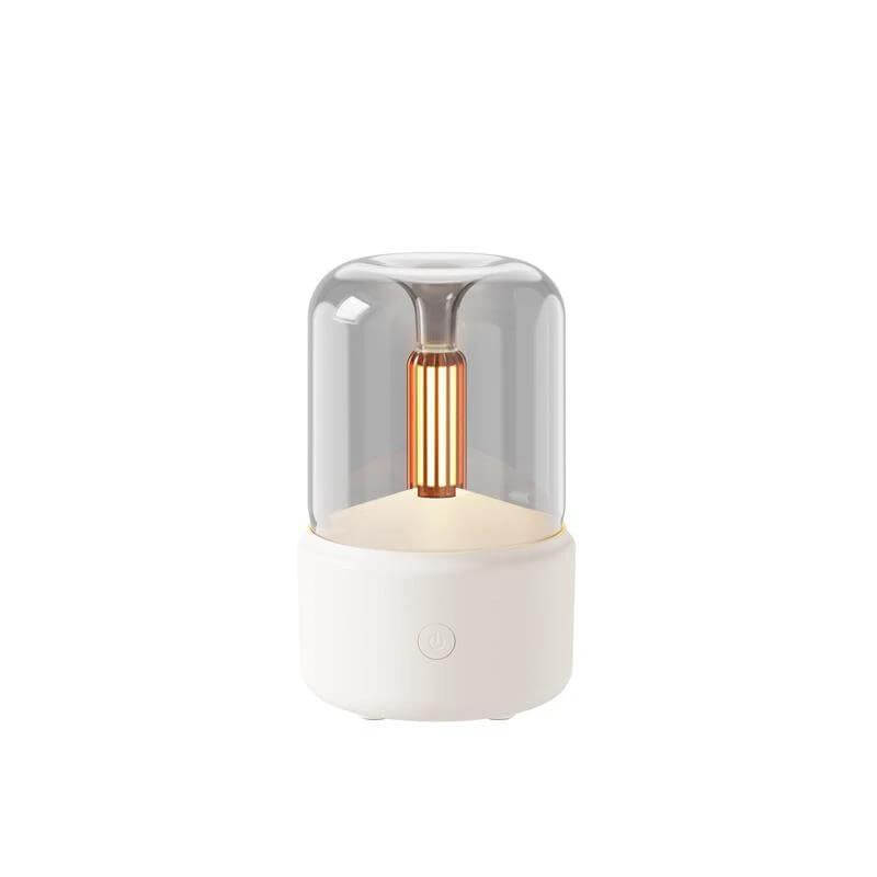 USB aromatherapy humidifier with candlelight feature for soothing mist and ambiance