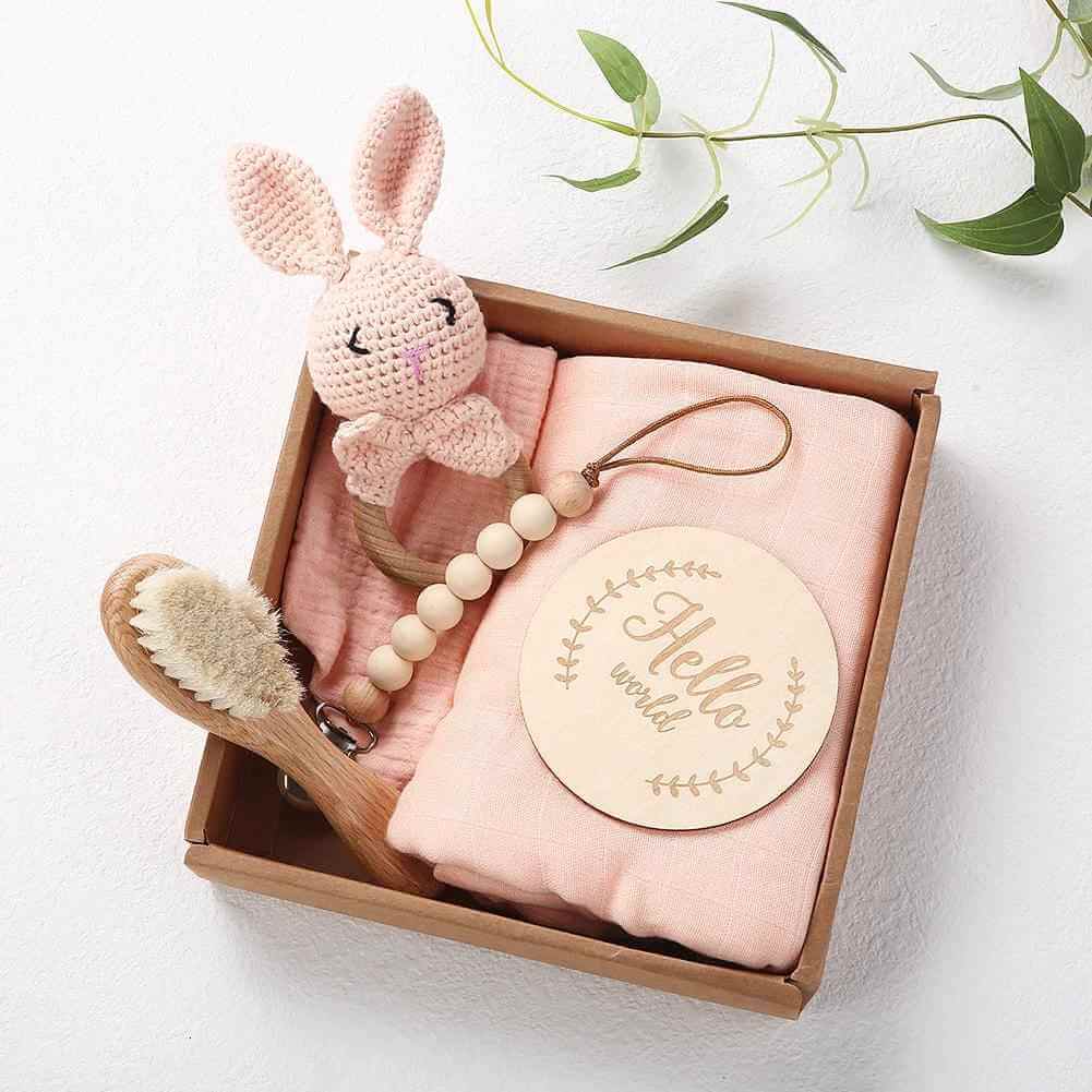 Newborn Gift Set: Bath Towel, Pacifier & Toys