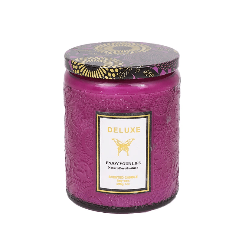 Embossed Glass Soy Aromatherapy Candles by Pampering Heaven